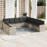 vidaXL 11-dijelni set vrtnih sofa poliratan s jastucima svijetlosivi Cijene