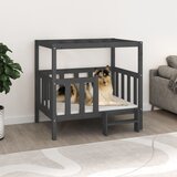 vidaXL Pasja postelja siv 105,5x83,5x100 cm trdna borovina | Shoptok.si