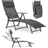  Sklopiva vrtna ležaljka za plažu, podesivi naslon, čelični okvir, siva, MultiGarden | shoptok.hr
