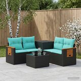  Set sofe 6 kom. Crna i Plava Poli Rattan i čelik | shoptok.hr