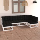The Living Store Vrtna sedežna garnitura 6-delna z blazinami trdna borovina - Vrtna Sedežna Garnitura, (21426094) | Shoptok.si