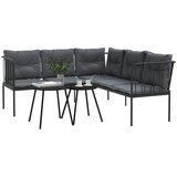  Set vrtnih sofa s jastucima crni od čelika i tekstilena | shoptok.hr
