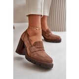 Kesi Women's heeled low shoes made of eco suede brown vinceza | shoptok.hr
