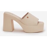 Boto Women's Eco Leather Heeled Platform Sandals Light Beige Tamirella | Shoptok.si