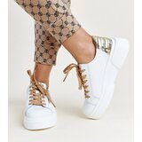 Gemre White and gold leather Atyaf sneakers | shoptok.hr