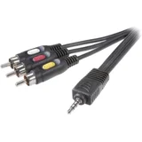 Klinke / Činč AV priključni kabel [1x JACK utikač 3.5 mm - 3x činč-utikač] 2 m crn