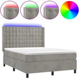  box spring s madracem LED svjetlosivi 140x200 cm baršun | shoptok.hr