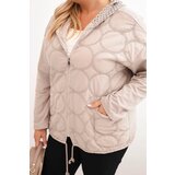 Kesi Włoski Women's Plus Size zip-up cotton sweatshirt beige | shoptok.hr