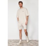 Trendyol Stone Men's Tracksuit Set Oversize Text Printed 100% Cotton | shoptok.hr