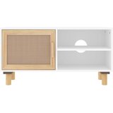 TV ormarić bijeli 80x30x40 cm od borovine i prirodnog ratana | Eponuda.com