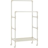 Songmics RDR101W02 Kovinsko stojalo za oblačila z 2 držali za oblačila, 1 polico, 4 kolesi, največja nosilnost 55 kg, enostavna montaža, bela, (21671093) Cene