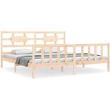 The Living Store Posteljni okvir z vzglavjem 200x200 cm trden les - Posteljni Okvir, (21527485) | Shoptok.si