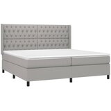  Krevet box spring s madracem LED svjetlosivi 200x200 cm tkanina | shoptok.hr