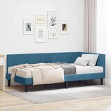 vidaXL Kutni okvir kreveta s madracem Plava 90 x 190 cm Baršun | shoptok.hr