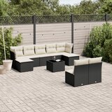  10-dijelni set vrtnih sofa s jastucima crni od poliratana | shoptok.hr