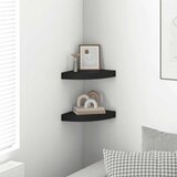  Plutajuće kutne police 2 kom crne 25 x 25 x 3,8 cm MDF | shoptok.hr