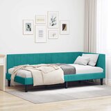 vidaXL Kutni okvir kreveta s uzglavljem Tirkizna 90 x 190 cm Baršun | shoptok.hr