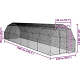  Kavez za kokoši 2,5x12x2,25 m pocinčani čelik | shoptok.hr