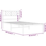  Metalni okvir za krevet s uzglavljem crni 80x200 cm | shoptok.hr