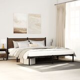 Maison Chic Kovinski Posteljni okvir - Dvoposteljna postelja - Zakonska postelja brez vzmetnice rjavi hrast 200x200 cm, (21694762) | Shoptok.si