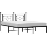  The Living Store Kovinski posteljni okvir z vzglavjem črn 150x200 cm - Posteljni Okvir, (21449056) | Shoptok.si