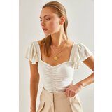 Bianco Lucci Women's Front Gathered Collar Detailed Blouse cene