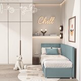 Ghado Plavi kutni dječji krevet s prostorom za odlaganje s madracem 90x200 cm Snugi - | shoptok.hr
