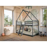 Molarem Home Drveni dječji krevet na kat Sweet - grafit - 180x80 - Madrac PE pjena 8 cm-spužvasti madrac | shoptok.hr