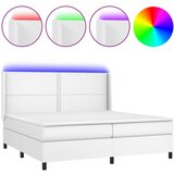 Krevet box spring s madracem LED bijeli 200x200 cm umjetna koža | Eponuda.com
