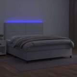  Krevet box spring s madracem LED bijeli 160x200 cm umjetna koža | shoptok.hr