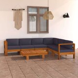  7-dijelna vrtna garnitura s tamnosivim jastucima bagremovo drvo | shoptok.hr