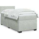 vidaXL Box spring postelja z vzmetnico svetlo siva 90x200 cm žamet Cene
