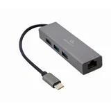 station GEMBIRD USB adapter Type-C Gigabit ethernet 3-port + USB hub 3.1 A-CMU3-LAN-01