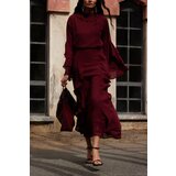 Trendyol X Artificial Intelligence Burgundy Ruffle Detailed Woven Skirt | Shoptok.si