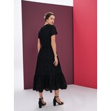 Sinsay Pamučna midi haljina s ažurom, volanom i vezanjem | shoptok.hr