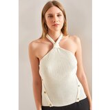 Bianco Lucci Women's Halter Button Button Knitwear Blouse Cene