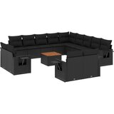 Maison Chic Seti vrtnega pohištva - Vrtna garnitura - Vrtni pohištvo set 14-delna z blazinami črn poli ratan, (21810032) | Shoptok.si