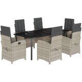 vidaXL Vrtna jedilna garnitura 7-delna z blazinami sv. siv poli ratan, (21023655) | Shoptok.si