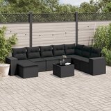 vidaXL 9-dijelni set vrtnih sofa s jastucima crni od poliratana | shoptok.hr