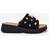 VINCEZA Ladies Suede Slippers With Clips Black 66741 | shoptok.hr