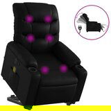 Maison Chic Električni masažni fotelj - Relax naslanjač s funkcijo vstajanja črno um. usnje, (22061896) | Shoptok.si