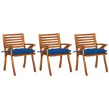 Maison Chic Vrtni jedilni stoli - Stol za vrt z blazinami 3 kosi trden akacijev les JS432, (21877843) | Shoptok.si