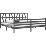  Okvir za krevet s uzglavljem sivi 200 x 200 cm od masivnog drva | shoptok.hr