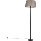 QAZQA Stoječa svetilka črna z lanenim odtenkom taupe 45 cm - Simplo Cene