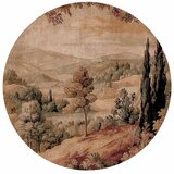  Okrugla fototapeta - Mediterranean landscape - old tapestry with a hill and a lake 230x230 | shoptok.hr