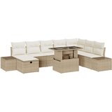 vidaXL 9-delni vrtni kavč set s blazinami Bež Poli ratan | Shoptok.si