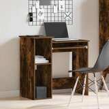 vidaXL Pisalna miza s policami dimljen hrast 84x40x78 cm inž. les | Shoptok.si