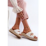 Boto Women's White Leather Sandals with Woven Eco Leather Zaloemi | Shoptok.si