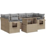  7-dijelni set vrtnih sofa od poliratana s jastucima bež | shoptok.hr