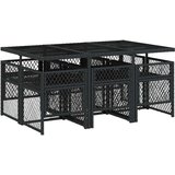  7-dijelni vrtni blagovaonski set s jastucima crni od poliratana | shoptok.hr